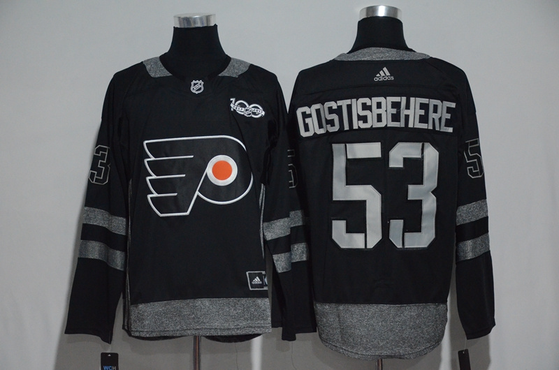 NHL Philadelphia Flyers #53 Gostisbehere Black 1917-2017 100th Anniversary Stitched Jersey